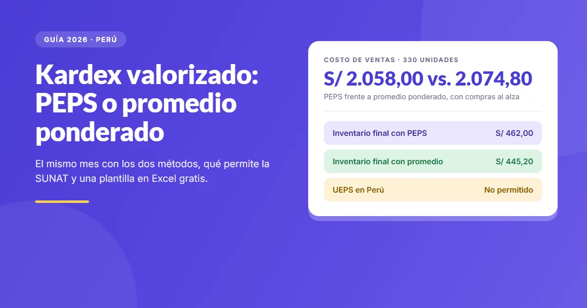 Kardex valorizado: PEPS o promedio ponderado, con ejemplo resuelto (Perú 2026) - Guía completa sobre guía